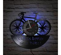 Smotly Vinyl clock, creative bicycle night light, handmade art gift, suitable for any wall decoration clock gift! (With light/Gift: Hook+Gift bag)