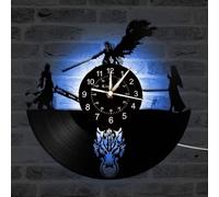 Smotly Vinyl Final Fantasy Theme Art Clock, Handmade Color Night Light 7-Color Decoration Gift Home Wall Clock