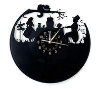 Smotly Vinyl Record Wall Clock, Cartoon Clock Alice in Wonderland Theme Gift Idea, Handmade Home Wall Clock