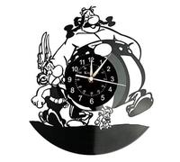 Smotly Vinyl wall clock, 12 inch anime character Asterix&Obelix creative, a wall clock gift for anime enthusiasts. (Black)