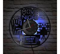 Smotly Vinyl wall clock, art clock for cinema package, with 7-tone light, a wall clock gift for movie enthusiasts（With light/gift: hook+gift bag）