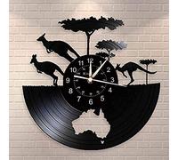 Smotly Vinyl wall clock, Australia kangaroo theme record wall clock, handmade art decoration home wall clock creative gifts. (Gift hook),B