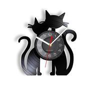 Smotly Vinyl wall clock, cat companion design wall clock, creative decoration wall wall clock gift.(Without lights light/gift: hook+gift bag)