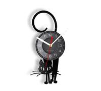 Smotly Vinyl wall clock, cat shaped design simulation, gift for animal lovers.（Without lights light/gift: hook+gift bag）