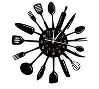 Smotly Vinyl Wall Clock, Chef Cutlery Pattern Modern, Kitchen Home Decor Silent Manufacturing Wall Clock Gift.
