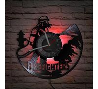 Smotly Vinyl Wall Clock, Firefighter Extinguishing Themed with LED Night Light Function is a Home Decor Silent Wall Clock Gift. (With light)