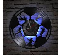 Smotly Vinyl wall clock, football design wall clock, with LED night light, football decoration wall wall wall clock gift.