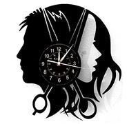 Smotly Vinyl wall clock, hair salon pattern design electronic wall clock, home wall decoration wall clock gift.