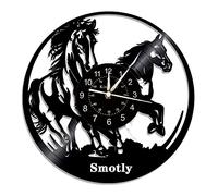 Smotly Vinyl wall clock, horse theme retro big, with 7-color night light function, home decoration digital wall clock gift. (Without light)