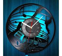 Smotly Vinyl wall clock, instrument guitar theme silent with LED night light function is a unique wall clock gift for music lovers.
