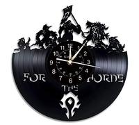 Smotly Vinyl wall clock, large clock with World of Warcraft theme wall decoration, home decoration gift of retro demon Illidan figure. (Gift hook),A