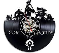 Smotly Vinyl wall clock, large clock with World of Warcraft theme wall decoration, home decoration gift of retro demon Illidan figure. (Gift hook),B