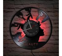 Smotly Vinyl Wall Clock, LED Night Light Feature Hair Salon Themed, is a wall clock gift for barbershop friends. (seven colors)