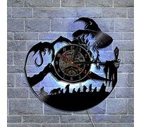 Smotly Vinyl wall clock, Lord of the Rings themed with LED night light function, a wall clock gift for lovers.