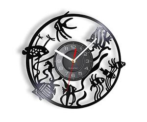 Smotly Vinyl wall clock, marine biological theme analog clock, wall decoration wall clock gift!