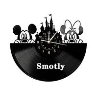 Smotly Vinyl wall clock, Mickey Mouse theme design big wall clock, children's cartoon record wall clock gift. (Gift hook)