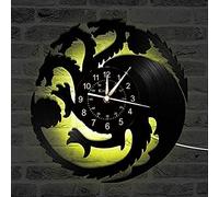 Smotly Vinyl wall clock, multi-headed fire dragon pattern digital, and 7-color night light home decoration wall clock gift.