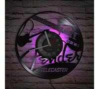 Smotly Vinyl Wall Clock, Music Guitar Instrument Theme Pattern with LED Night Light, is a wall clock gift for friends who love music. (seven colors)