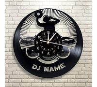Smotly Vinyl wall clock, personalized large DJ design large wall decoration clocks, handmade music wall clock gifts. (Gift hook),B