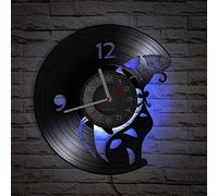 Smotly Vinyl Wall Clock, Pet Cat Shape Digital with LED Night Light Function, Home Decor Wall Clock Gift for Pet Lovers.