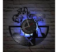 Smotly Vinyl Wall Clock, Pet Grooming Salon Design Modern with 7 Colors LED Night Light Decorative Silent Wall Clock Gift for Pet Lovers. (with light)