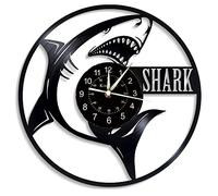 Smotly Vinyl wall clock, shark design pattern record home wall decoration wall clock gift.