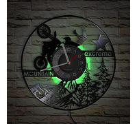 Smotly Vinyl wall clock with night light atmosphere clock, snow mountain off-road motorcycle design, embodying speed and passion decorative wall clock