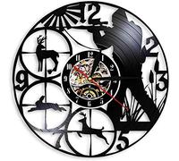 Smotly wall clock Fauna woodland hunting animal man cave record shooting target hunter gift