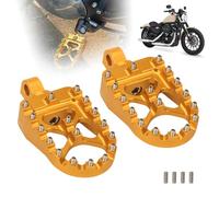 Smotrcc CNC Wide Footpegs 360° Roating MX Foot Pegs Chopper Bobber Style Compatible with Harley Dyna Fatboy Sportster Iron 883,Gold