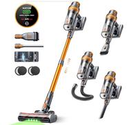 SMOTURE Cordless Vacuum Cleaner, 50KPA 600W 65 Mins Rechargeable Vacuum Cleaner for Home, Anti-tangle Brush, ECO Mode, Touch Screen, Wall Mount Charging, Self-Standing for Pet Hair Carpet, VAC04