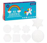 Smowo® 8 Ironing Beads Plates in Many Shapes, 5 mm Pegboard Set, Pin Plates, Round, Star, Square, Hexagon, Heart, Flower