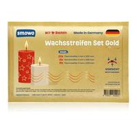 Smowo® Wax Strips Set Gold 50 Pieces 200 mm - Decorative Wax for Candles in Various Shapes - Wax for Christening Communion Wedding