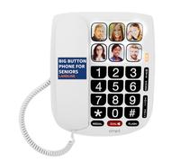 SMPL Hands-Free Dial Photo Memory Corded Phone, One-Touch Dialing, Large Buttons, Flashing Alerts, Durable, Perfect for Seniors, Alzheimer's, Dementia, Hearing Impaired