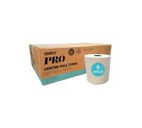 SMPLY PRO Center-Pull Towels, 6-Roll Case, 520’ Roll, 2-Ply White Disposable, Fits Universal Center-Pull Dispensers, Bulk Commercial Paper Towels for Bathrooms, Kitchens, and Workplaces