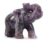 SMQ 2.0" Amethyst Crystal Elephant Decor Figurines Gifts for Women Carved Cute Polished Gems Healing Purple Sculpture Statue Stones Home Room Desk Decoration