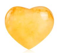 SMQ 60mm Citrine Crystal Heart Shaped Worry Stone Hand Carved Polished Gemstone Pocket Palm Healing Crystal Chakra Love Stones for Balancing Reiki Healing Meditation