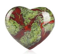SMQ 60mm Dragon Blood Stone Crystal Heart Worry Stone Hand Carved Polished Gemstone Pocket Chakra Palm Love Worry Stones for Spiritual Healing Meditation