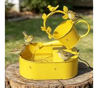 SMQLJXC Solar Garden Fountain with Backup Battery, Runs for at Least 6 Hours at Night.Vintage Iron Double-Tier Waterfall Design, Suitable for Gardens, patios and Other Places, and is an Ideal Gift.