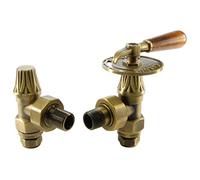 SMR Bathrooms ABB-LEV-OEB Abbey Throttle Radiator Valve and Lock Shield-Old English Brass (Angled Manual)