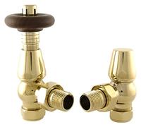 SMR Bathrooms Ben-B Bentley Traditional Thermostatic Radiator Valve (Angled TRV), Polished Brass