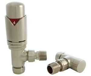 SMR Bathrooms REALM-2-AG-SN Realm Modern Thermostatic Radiator Valve (Angled TRV), Brushed Satin Nickel