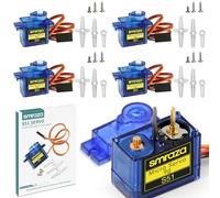 Smraza 4 Pcs SG90 9G Micro Servo Motor Kit for RC Robot Arm/Hand/Walking Helicopter Airplane Car Boat Control with Cable, Mini Servos for Arduino Project