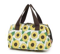 Smrcom Makeup Bag Cosmetic Bag For Women Girl Travel Makeup Bag Toilet Bag Zipper Organizer Bag Waterproof, Corduroy sunflower white, Exquisite