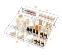 SMRONAR Drawer Organiser, Transparent Adjustable Expandable Makeup Organiser Tray, Dresser Storage Bins for Home & Office, Clear Plastic Cutlery Tray for Closet, Desk, Cabinet