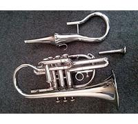 SM'Sai Musicals 4Valve Echo Cornet With Mouthpiece And Hard Case For School Band Silver Echo Cornet BB Pitch Brass Musical Instrument For Orchestra Beginners Professionals For Kids Adults