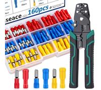 smseace 160pcs Bullet wire connectors with Crimp/Stripping/Cutting Multifunction wire crimping tool 22-10AWG Insulated Male/female Bullet Connector kit Electrical Bullet Crimp Connectors