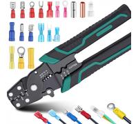 smseace Crimp/Stripping/Cutting Tools，Crimp Range 26-10AWG(1.5-6mm²Stripping Range 22-16AWG（0.6-1.3mm²） for Insulated terminals，Bare Terminal Crimping Pliers Tool D-046