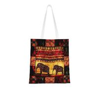 SMSJTMWHN African Elephant Patchwork Print Canvas Tote Bag Reusable Grocery Shopping Bags Shoulder Bag Book Tote Gifts