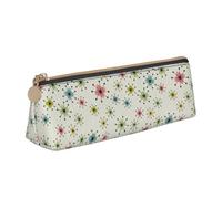 SMSJTMWHN Atomic Stars Pattern Print Triangle Pencil Case Leather Pen Pouch Cosmetics Bags Desk Stationery Organizer Box Holder For Office Women Men