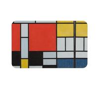 SMSJTMWHN Bath Mat Rugs 31.5x19.7,Composition in Red Yellow Blue and Black Diatomaceous Earth Bath Mat, Fast Drying Non Slip Stone Shower Mat,for Bathroom & Kitchen, Easy to Clean
